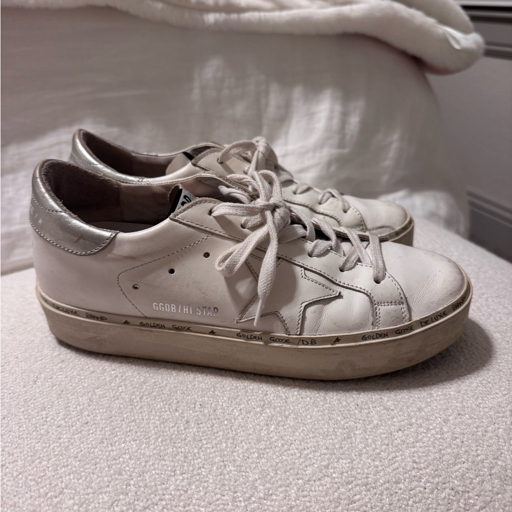 Golden Goose Hi-Star Sneakers, Size 38 (8), White
